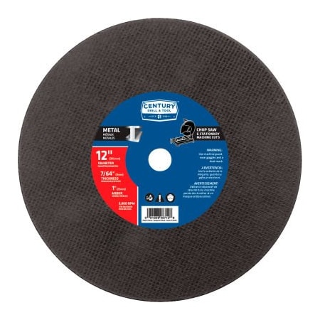 Century Drill & Tool Century Drill 0 Abrasive Saw Blade 12" x 1" Fiberglass 8712